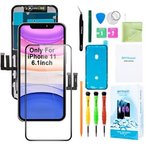 premium for iphone 11 screen replacement 6.1' 3d touch screen repair kit (model a2111, a2223, a2221) digitizer display assembly with back plate, waterproof adhesive, tempered glass, tools, instruction