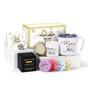 yolidas get well soon women gifts women's care set gift ,baskets with warm candles and coffee mugs, missing you gifts for women, blessings gift baskets, best gifts for 2022 christmas gift