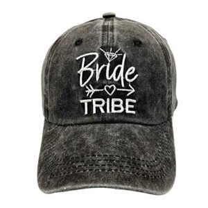 lokidve bride tribe hat embroidered washed cotton baseball cap for wedding party black