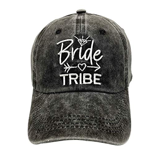 lokidve bride tribe hat embroidered washed cotton baseball cap for wedding party black
