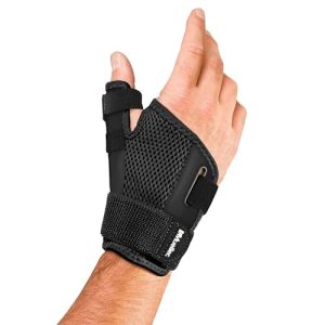 MUELLER Sports Medicine Adjust-to-Fit Thumb Stabilizer, Spica Spint, Thumb Pain Relief Brace for Men and Women, Ideal for De Quervain's Tenosynovitis, Arthritis, Sprains, Fits Right or Left, Black, One Size